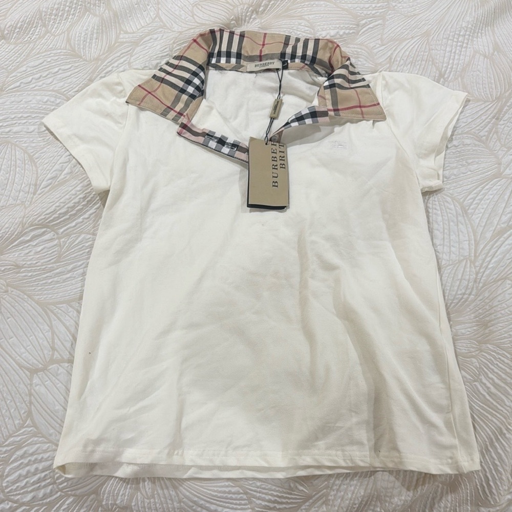 Burberry Cream Shirt with Iconic Plaid Collar